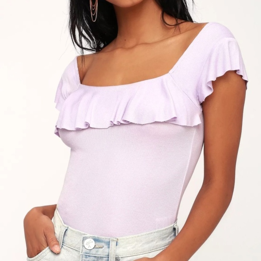 Free People Last Call Ruffle Top Lilac Color